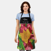 赤いタイガーリリーフローラ、ママ エプロン (着用した状態)