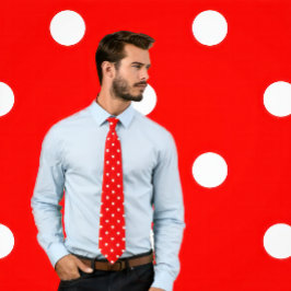 赤いタイクラシックの水玉模様の白いパターン ネクタイ