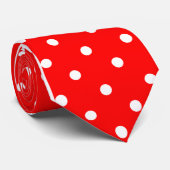 赤いタイクラシックの水玉模様の白いパターン ネクタイ (ロール)