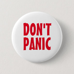 赤いタイポグラフィのモチベーション"Don't Panic" 缶バッジ
