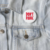 赤いタイポグラフィのモチベーション"Don't Panic" 缶バッジ (インサイチュ)