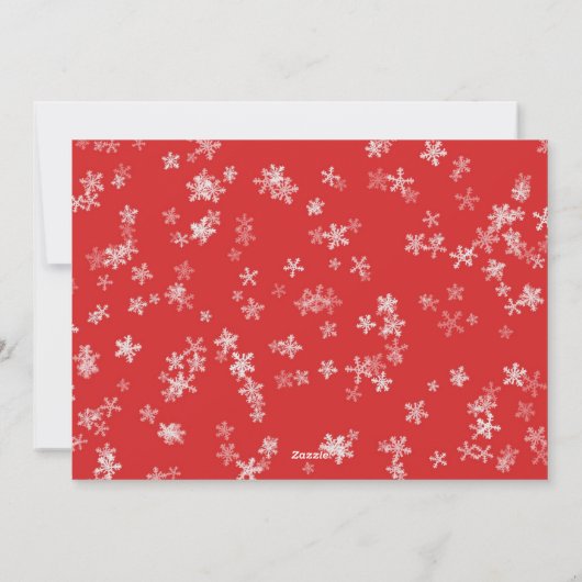 赤いタイポグラフィオーバーレイベビー初めてのクリスマス写真 シーズンカード (裏面)