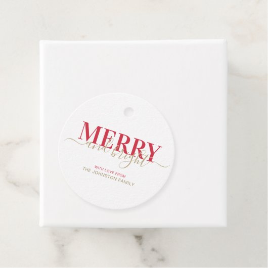 赤いタイポグラフィメリーと明るいクリスマス フェイバータグ (インサイチュ)