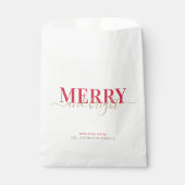赤いタイポグラフィメリーと明るいクリスマス フェイバーバッグ (正面)