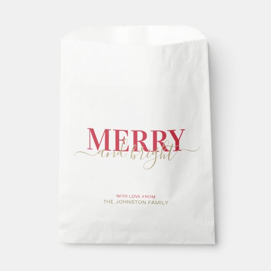 赤いタイポグラフィメリーと明るいクリスマス フェイバーバッグ (正面)