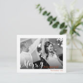 赤いタイポグラフィメリーと結婚した写真 シーズンポストカード (スタンド正面)