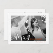 赤いタイポグラフィメリーと結婚した写真 シーズンポストカード (正面/裏面)