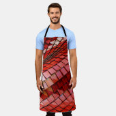 赤いタイルのイラストレーション エプロン (着用した状態)