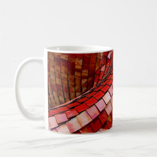 赤いタイルのイラストレーション コーヒーマグカップ (左)