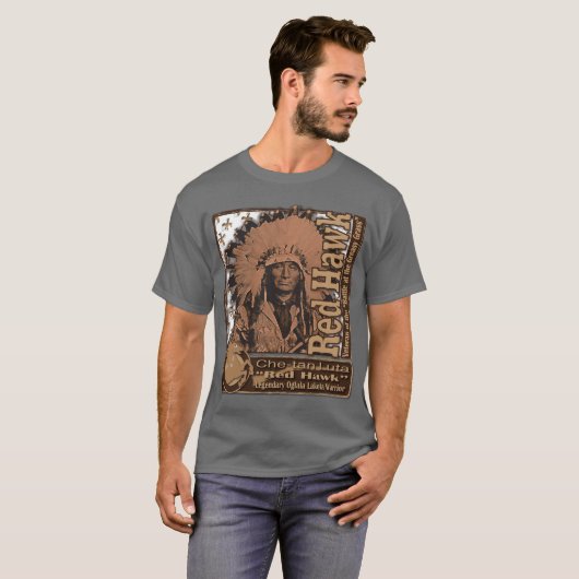 赤いタカOglala Lakota Tシャツ (正面フル)