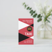 赤いタクシー三角形タクシー乗り物 名刺 (スタンド正面)