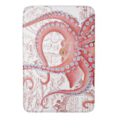 赤いタコのヴィンテージの地図の白 バスマット (正面縦)