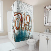 赤いタコのヴィンテージ シャワーカーテン (インサイチュ)