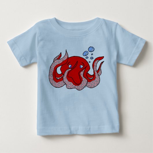 赤いタコのTシャツ ベビーTシャツ (正面)