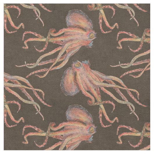 赤いタコ ファブリック (クローズアップ)