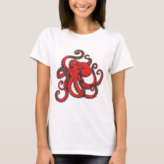 赤いタコ Tシャツ