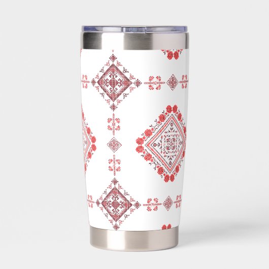 赤いタスリーツトベドレス 保温保冷タンブラー (背面)