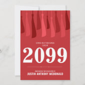 赤いタッセルの列の写真付き卒業招待状 招待状 (正面)