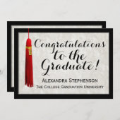 赤いタッセル おめでとう 卒業生 卒業おめでとう 招待状 (正面/裏面)