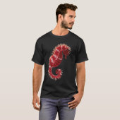 赤いタツノオトシゴのイラスト Tシャツ (正面フル)