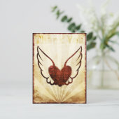 赤いタトゥー翼ハートありがとうポストカード ポストカード (スタンド正面)