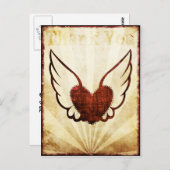 赤いタトゥー翼ハートありがとうポストカード ポストカード (正面/裏面)