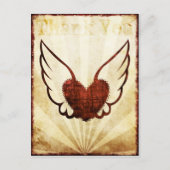 赤いタトゥー翼ハートありがとうポストカード ポストカード (正面)