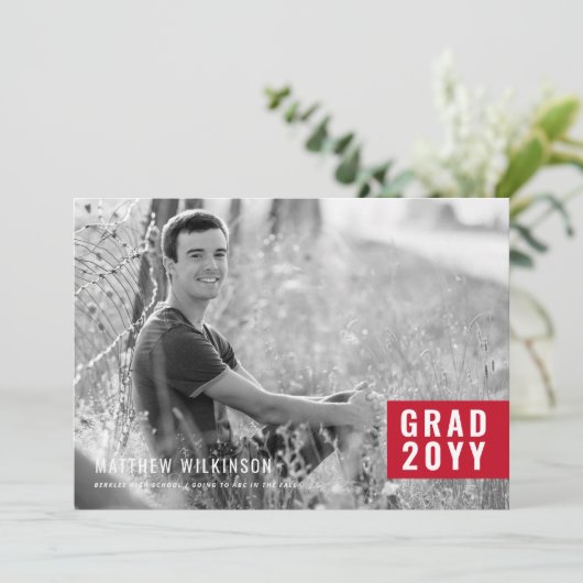 赤いタブの卒業発表 案内状 (スタンド正面)