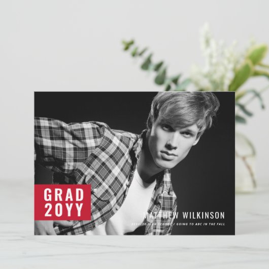 赤いタブの卒業発表 案内状 (スタンド正面)