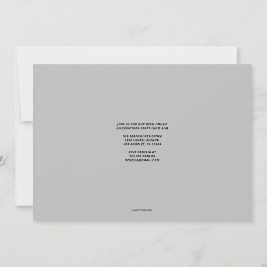 赤いタブの卒業発表 案内状 (裏面)