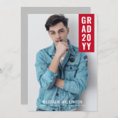 赤いタブの卒業発表 案内状 (正面/裏面)