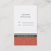 赤いタペストリーのはさみ 予約カード (裏面)