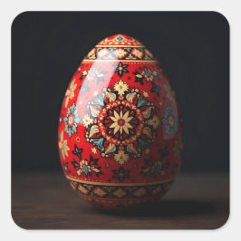 赤いタペストリーのイースターエッグ スクエアシール
