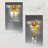 赤いタリスマンのエジプトの翼のあるアンクとコルヌコピア 名刺 (正面/裏面)