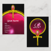 赤いタリスマンのルビーモノグラム明るい黄色ピンク 名刺 (正面/裏面)