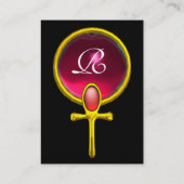 赤いタリスマンのルビーモノグラム明るい黄色ピンク 名刺 (裏面)