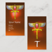 赤いタリスマン、エジプトの翼のあるアンクとコルヌコピア 名刺 (正面/裏面)