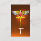 赤いタリスマン、エジプトの翼のあるアンクとコルヌコピア 名刺 (裏面)