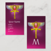 赤いタリスマン/エジプトの翼のあるANKH CORNUCOPIAピンク 名刺 (正面/裏面)