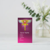 赤いタリスマン/エジプトの翼のあるANKH CORNUCOPIAピンク 名刺 (スタンド正面)