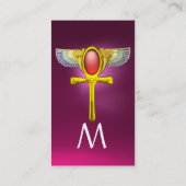 赤いタリスマン/エジプトの翼のあるANKH CORNUCOPIAピンク 名刺 (裏面)