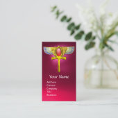 赤いタリスマン/エジプトの翼のあるANKH CORNUCOPIAピンク 名刺 (スタンド正面)