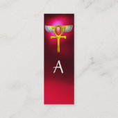 赤いタリスマン/コルヌコピアで翼を持つエジプトのアンク スキニー名刺 (裏面)