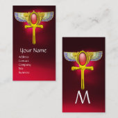 赤いタリスマン/コルヌコピアで翼を持つエジプトのアンク 名刺 (正面/裏面)