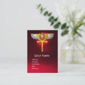 赤いタリスマン/コルヌコピアで翼を持つエジプトのアンク 名刺 (スタンド正面)