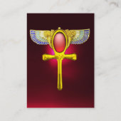 赤いタリスマン/コルヌコピアで翼を持つエジプトのアンク 名刺 (裏面)