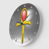 赤いタリスマン、ルビー宝石、灰色の白 ラージ壁時計 (傾斜)