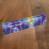 赤いタリスマン/翼のあるスカラブアンクとコルヌコピア デスクネームプレート (側面)