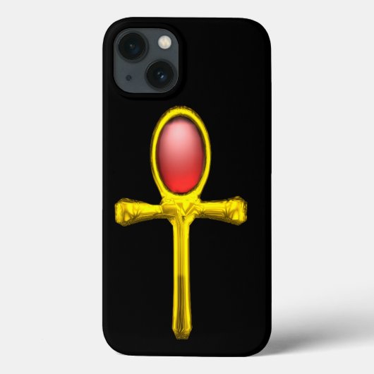 赤いタリスマン/金ゴールドエジプトのANKH Case-Mate iPhoneケース (裏面)