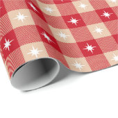 赤いタン素朴バッファローのプレイドクリスマスライト ラッピングペーパー (ロールコーナー)